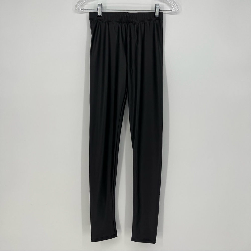 NEW White Birch Womens Juniors Leggings Faux Leather Black Stretch Runs Small - Picture 1 of 8